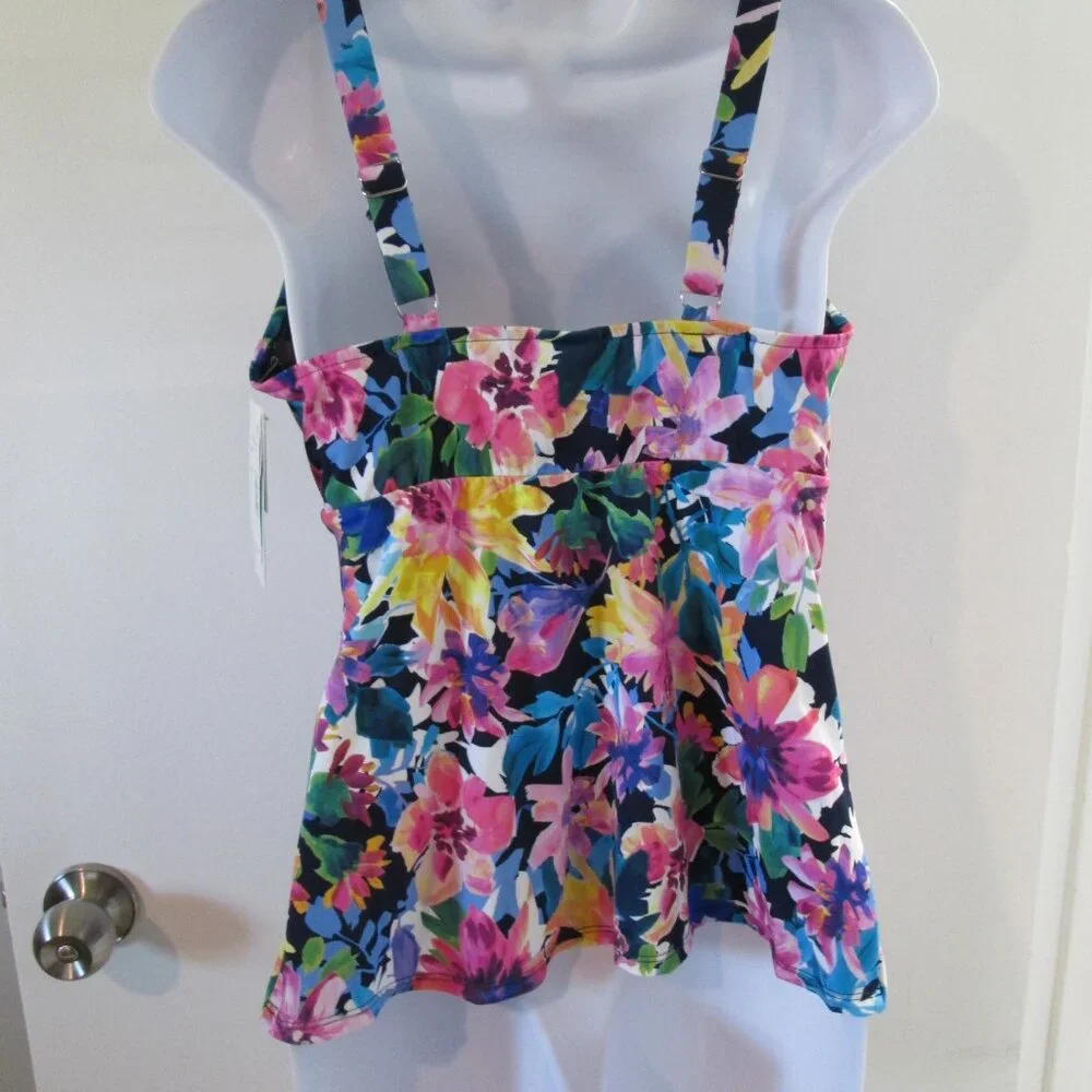 Swim Solutions Garden Swan Triple-Tiered Tankini NWT Sz 12 - Picture 11 of 11